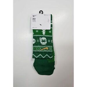 Nike Elite Mens Green Christmas Basketball Crew Socks Size 12 - 15 New